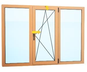 Трехстворчатое окно из сосны 1800×1450