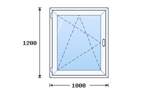 Одностворчатое поворотно-откидное окно 1000×1200