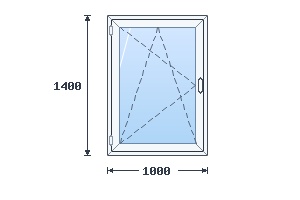 Одностворчатое поворотно-откидное окно 1000×1400