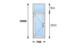 Т-образное окно (поворотное) 700×2000